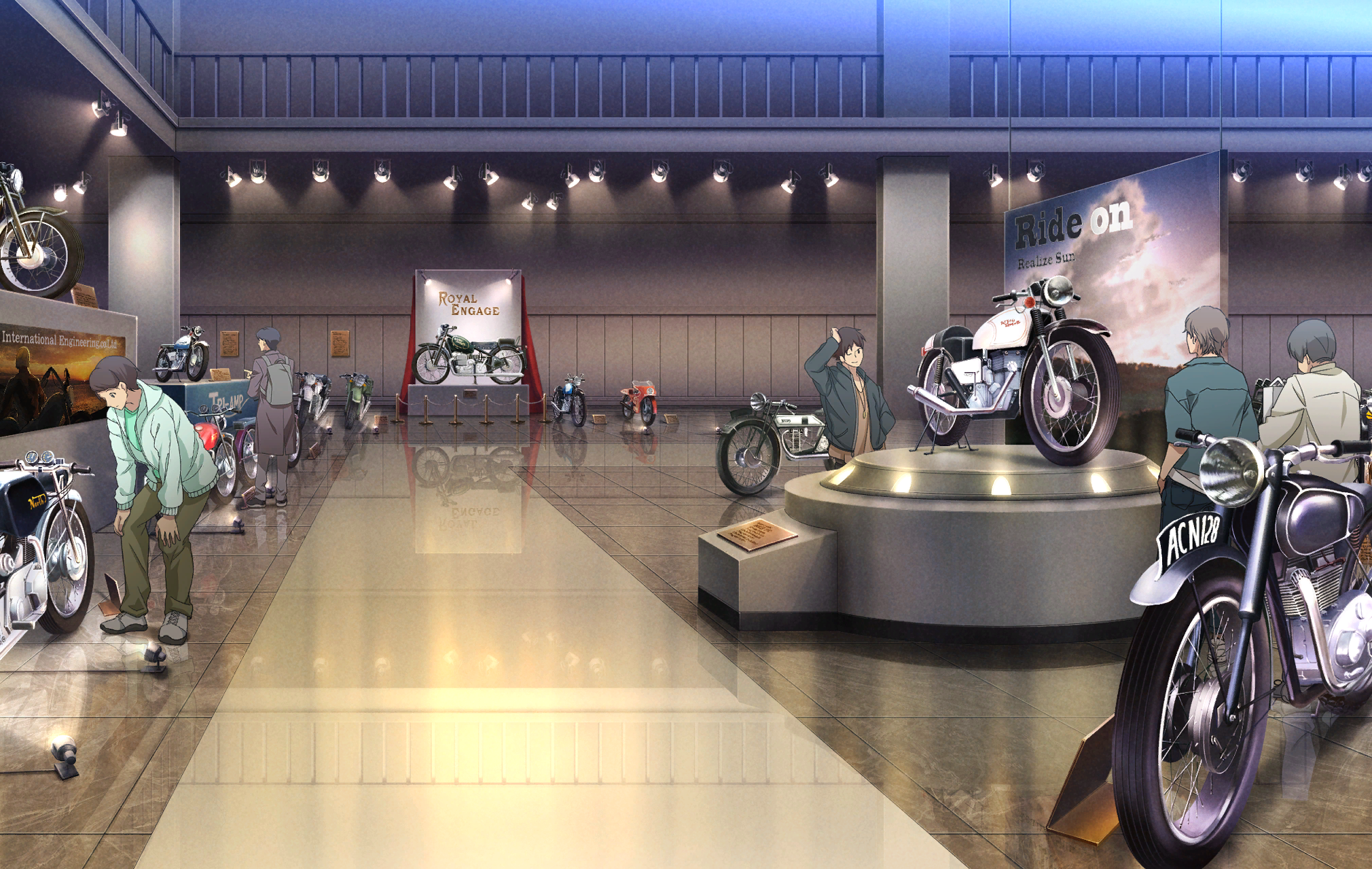 Museum exhibit for Museum (Vintage Motorcycle Exhibition)